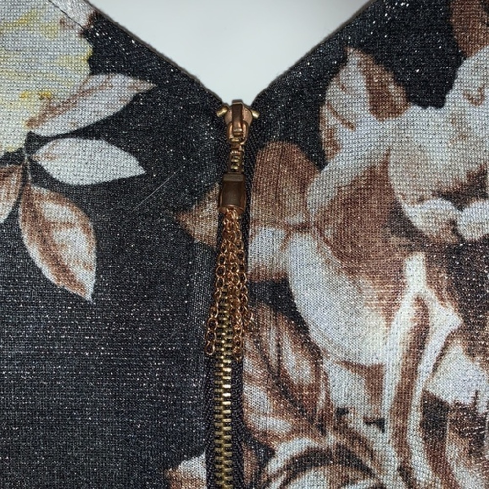 REBECCA MALONE ZIP FRONT V NECK SWEATER BLACK AND BRONZE SIZE XL - Picture 6 of 8